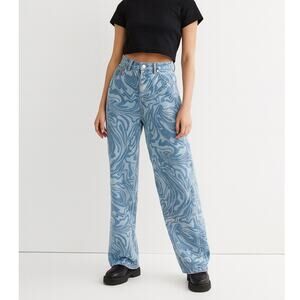 H&M Divided 90s Baggy High Rise Jeans Y2K Swirl